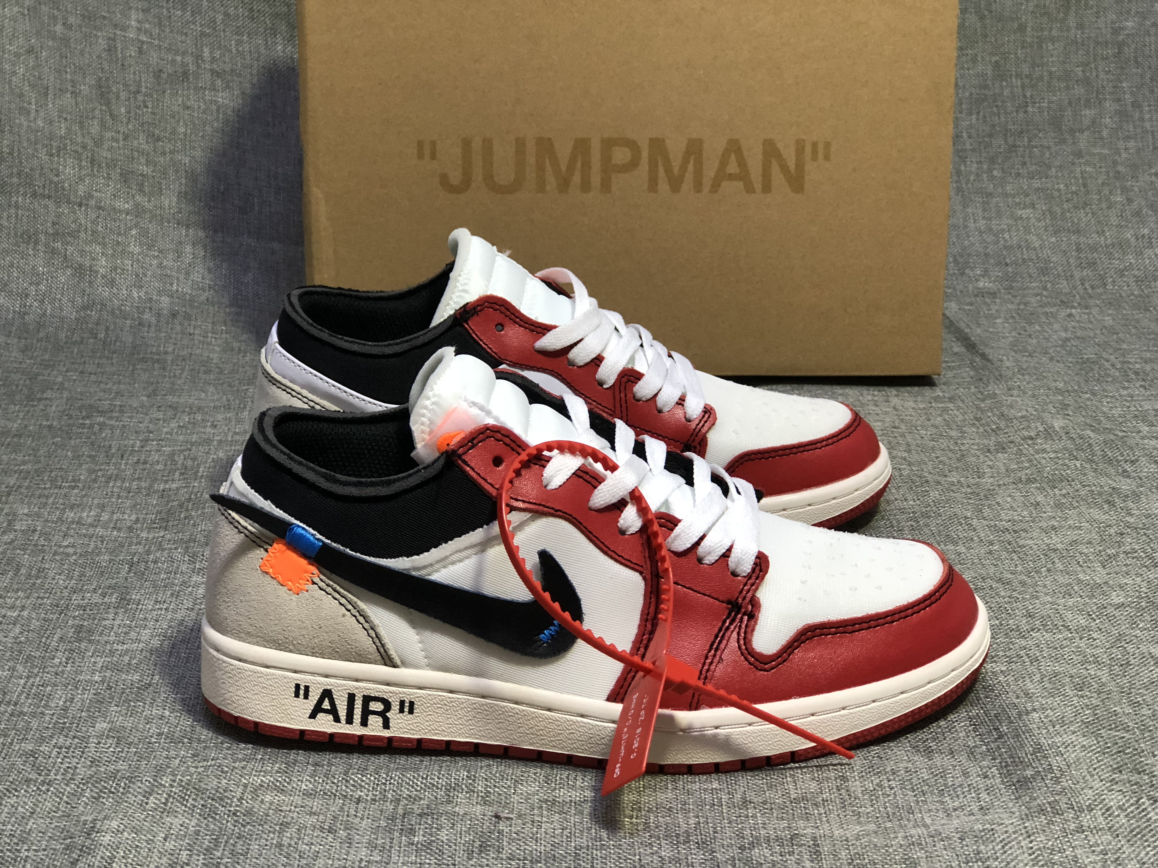 Air Jordan 1 low x Off-white Chicago White Red Black Women Shoes - Click Image to Close